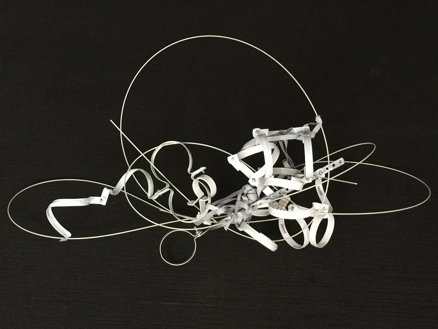 pedesis , 2017. Steel, electrical connectors, bolts, fibreglass, light. 150 x 100 x 90 cm