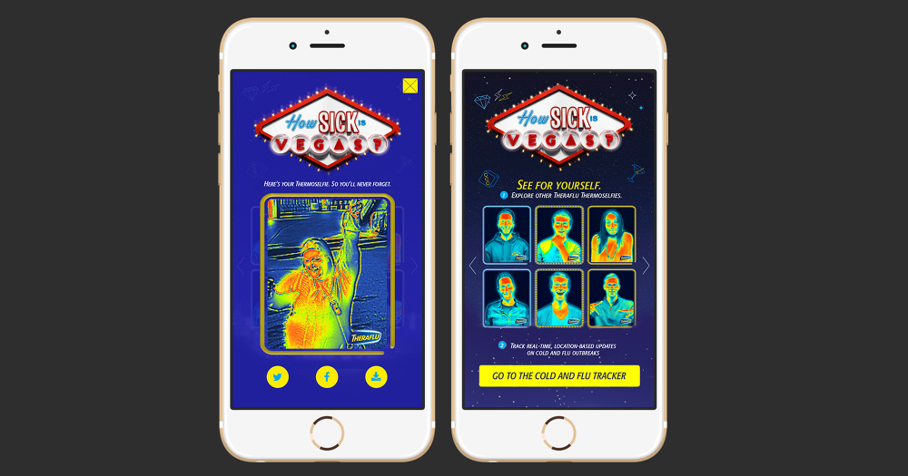 The kiosk scanned users and generated a 'Thermoselfie' that populated the billboard in real time. 