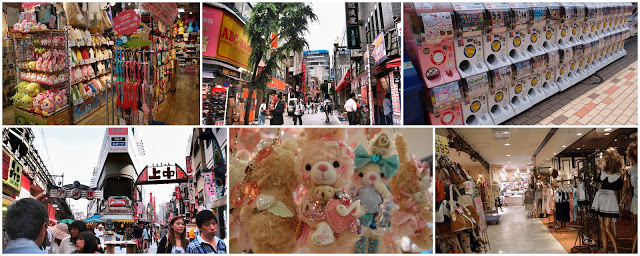 Shop 'til you drop in Tokyo - on the bottom left is Ueno shopping street; bottom right are shops in Shibuya 109