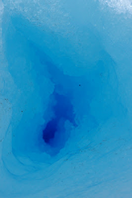 The density of the ice can be seen in the blue color