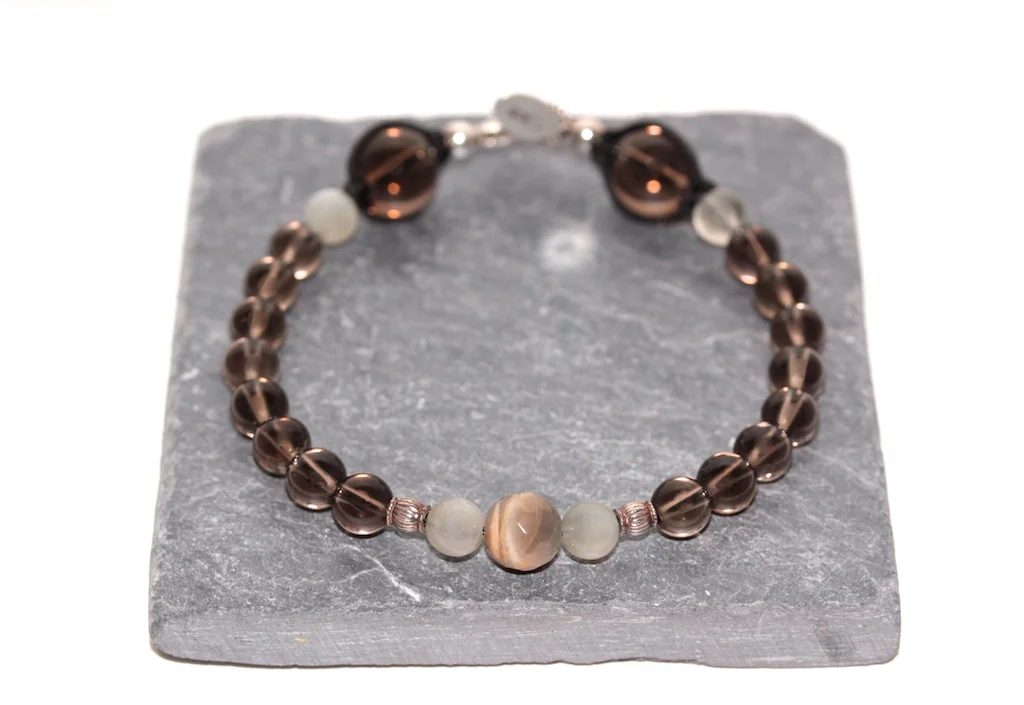 Smoked Quartz and Moon stones with 925 silver from JAWERY