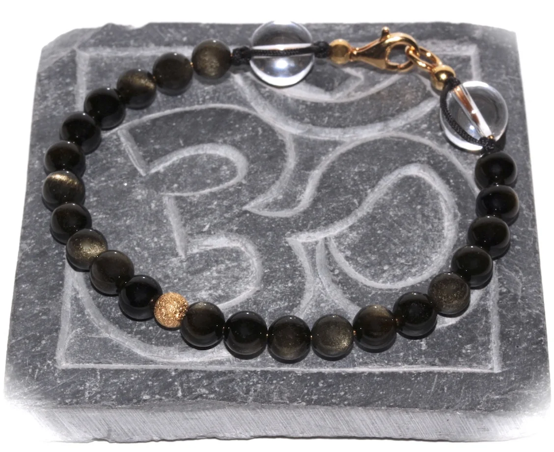Obsidian bracelet with yellow gold from JAWERY Paris