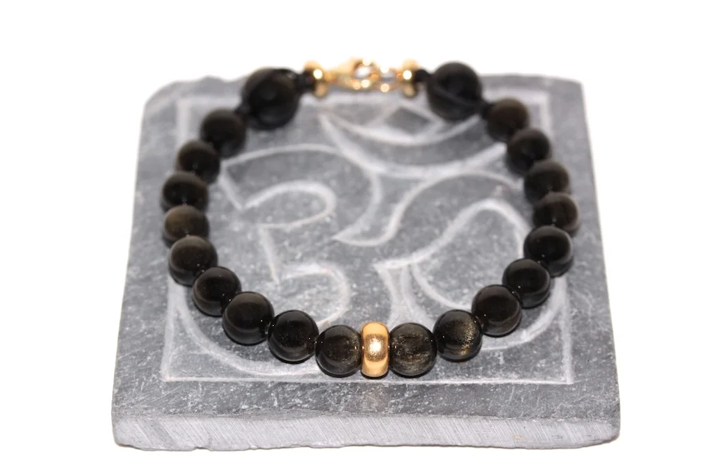 Obsidian bracelet with yellow gold from JAWERY Paris