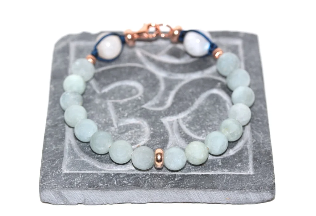 Aquamarine bracelet with rose gold from JAWERY Paris