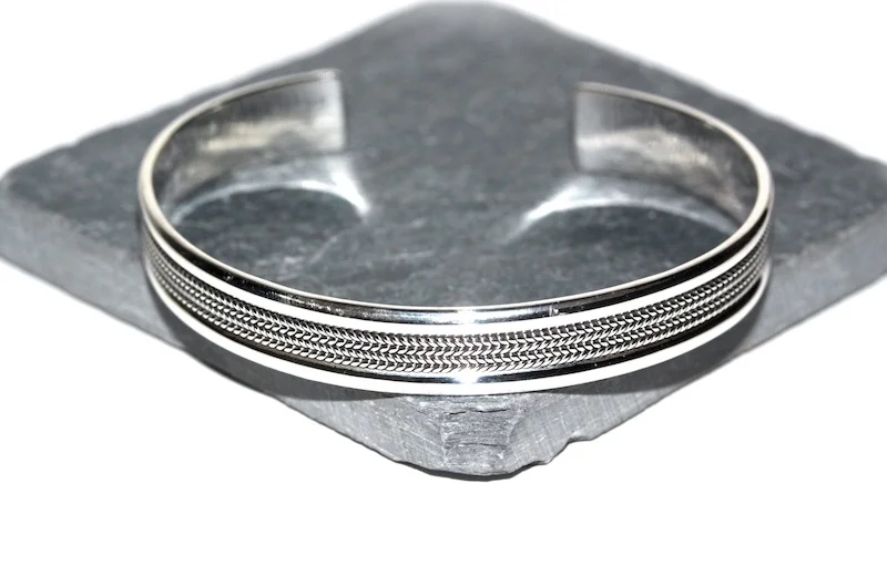 Jonc ouvert mixte en argent 925 Atelier JAWERY