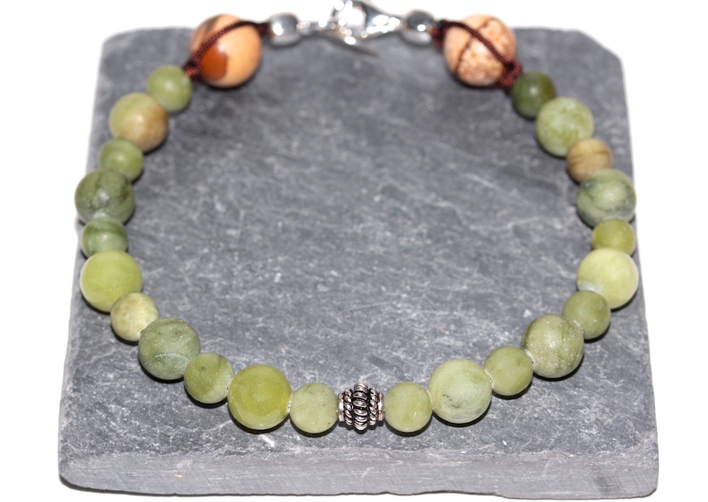Bijoux de poignet en Jade mat et Argent 925