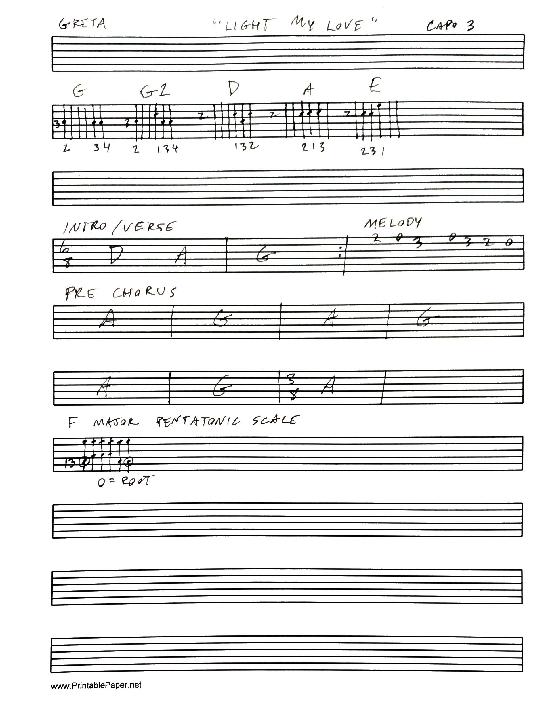 Light my love guitar tab