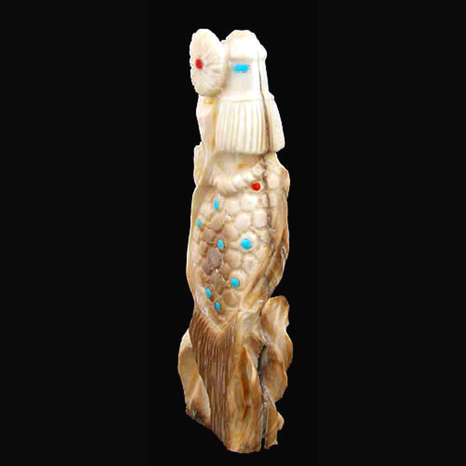 Corn maiden fetish carved by Zuni Derrick Kaamassee from antler 