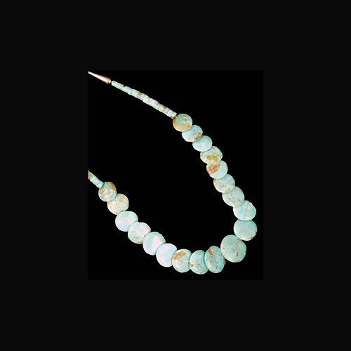 MS26 Navajo necklace of cascading turquoise discs — Find Zuni