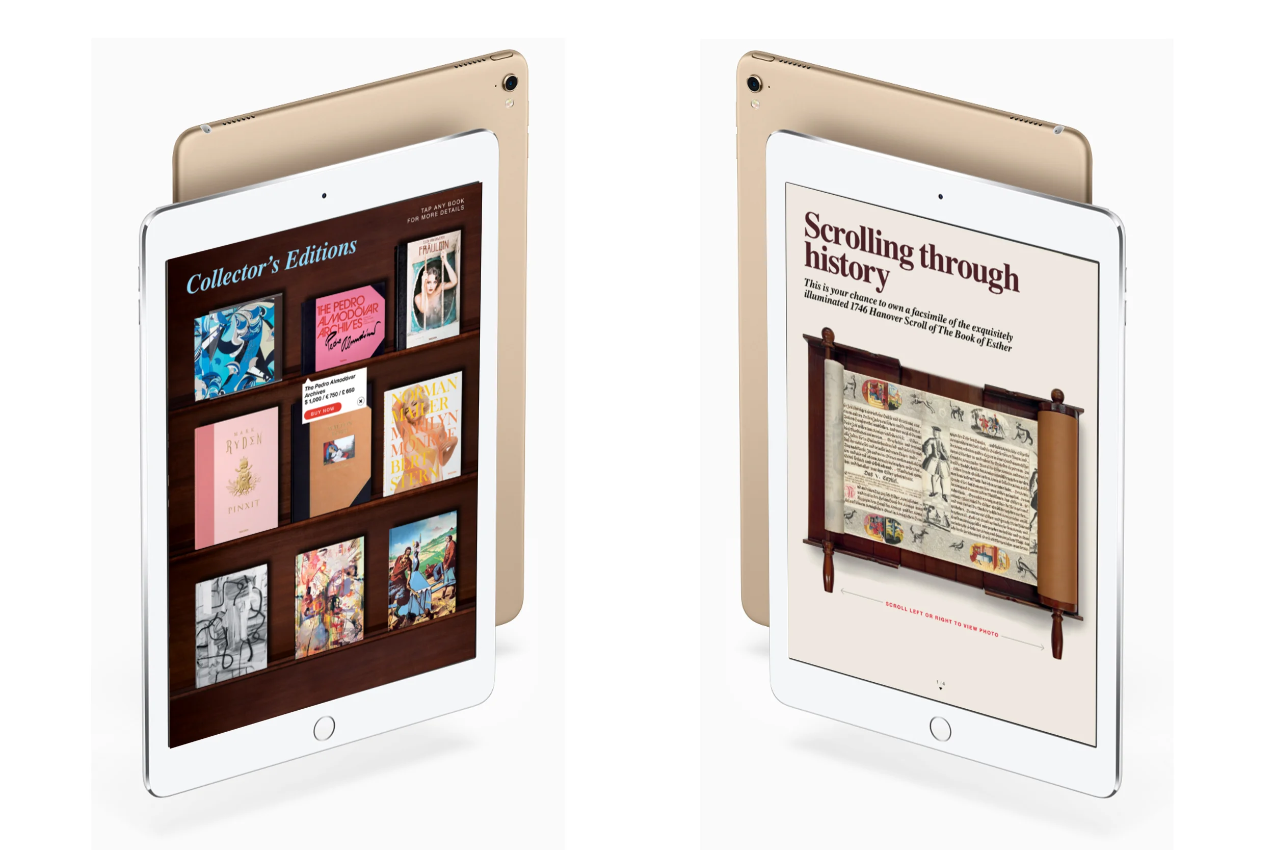  Interactive shoppable links (left). Scrolling image (right). 