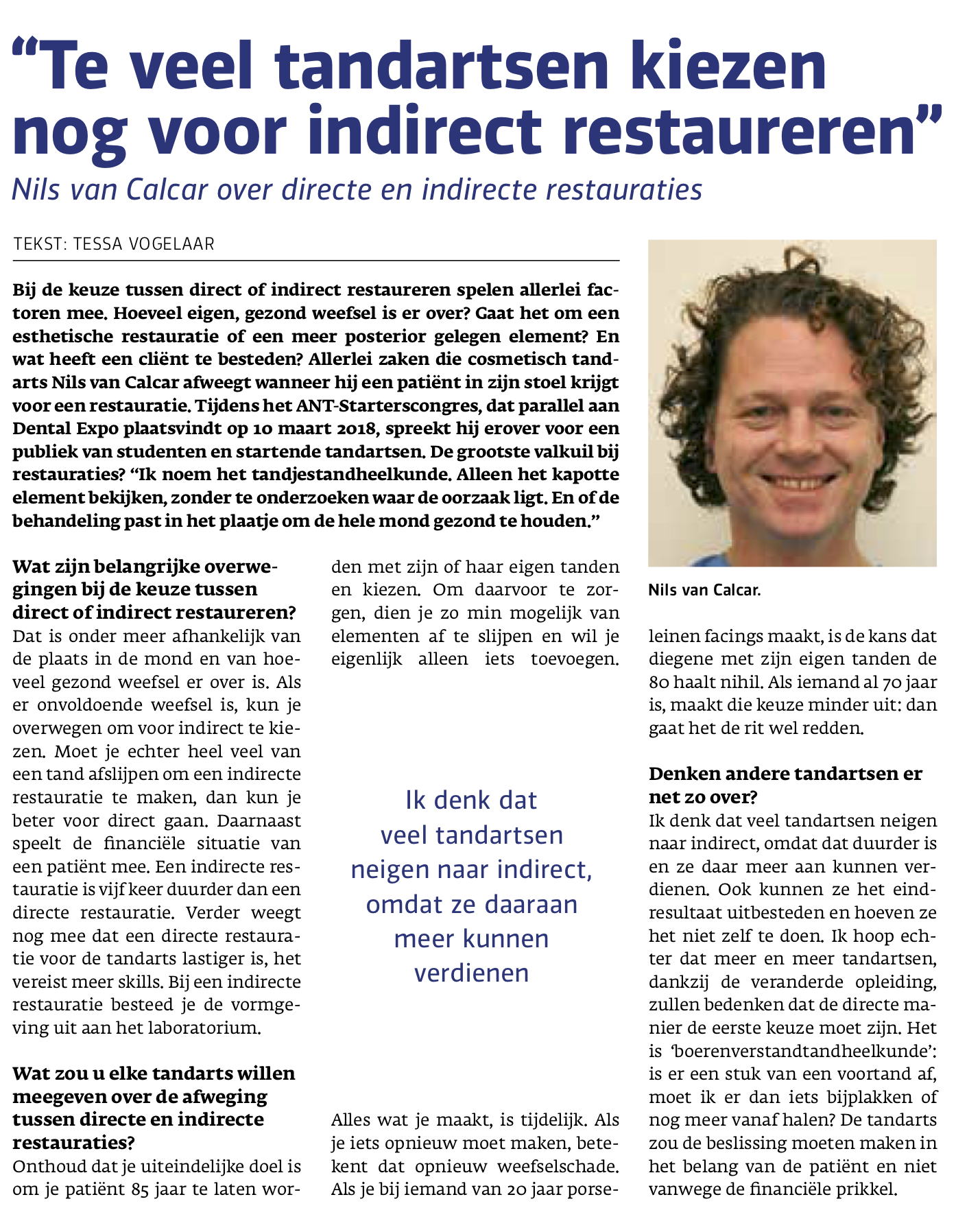 Nils van Calcar op ANT Starterscongres: restaureer direct!