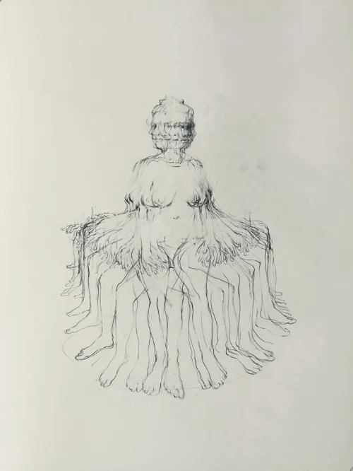 Alex Kanevsky The Most Sinister Model, 2017, graphite on paper, 30”x22” 