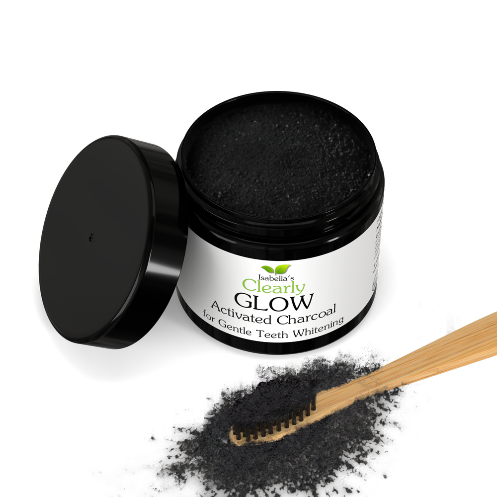 Clearly Glow Teeth Whitening Activated Charcoal Powder + Soft Bamboo Toothbrush