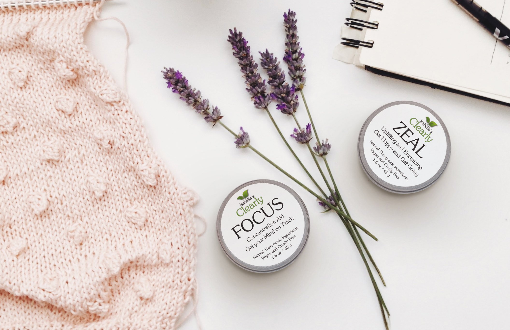 Isabella's Clearly aromatherapy healing balms for skin rashes, bug bites, focus and attention, memory, happiness and mood, motion and morning sickness, nausea, congestion and sinus relief.
