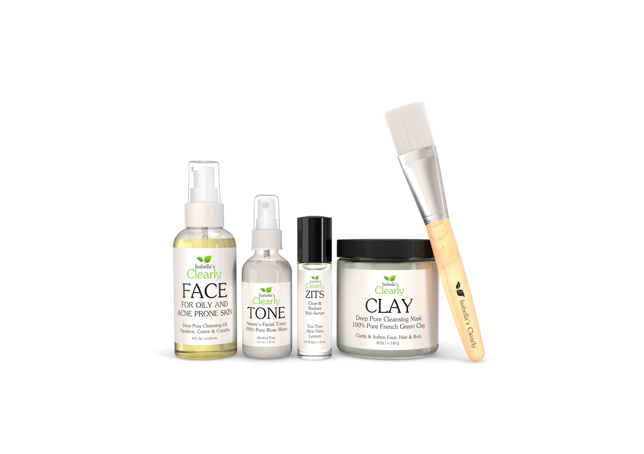 Isabella's Clearly Natural Products for Oily Skin Care Routine, Acne Prone Skin Care Routine, Clear Skin Naturally with Our Natural Product Bundle at Incredible Savings