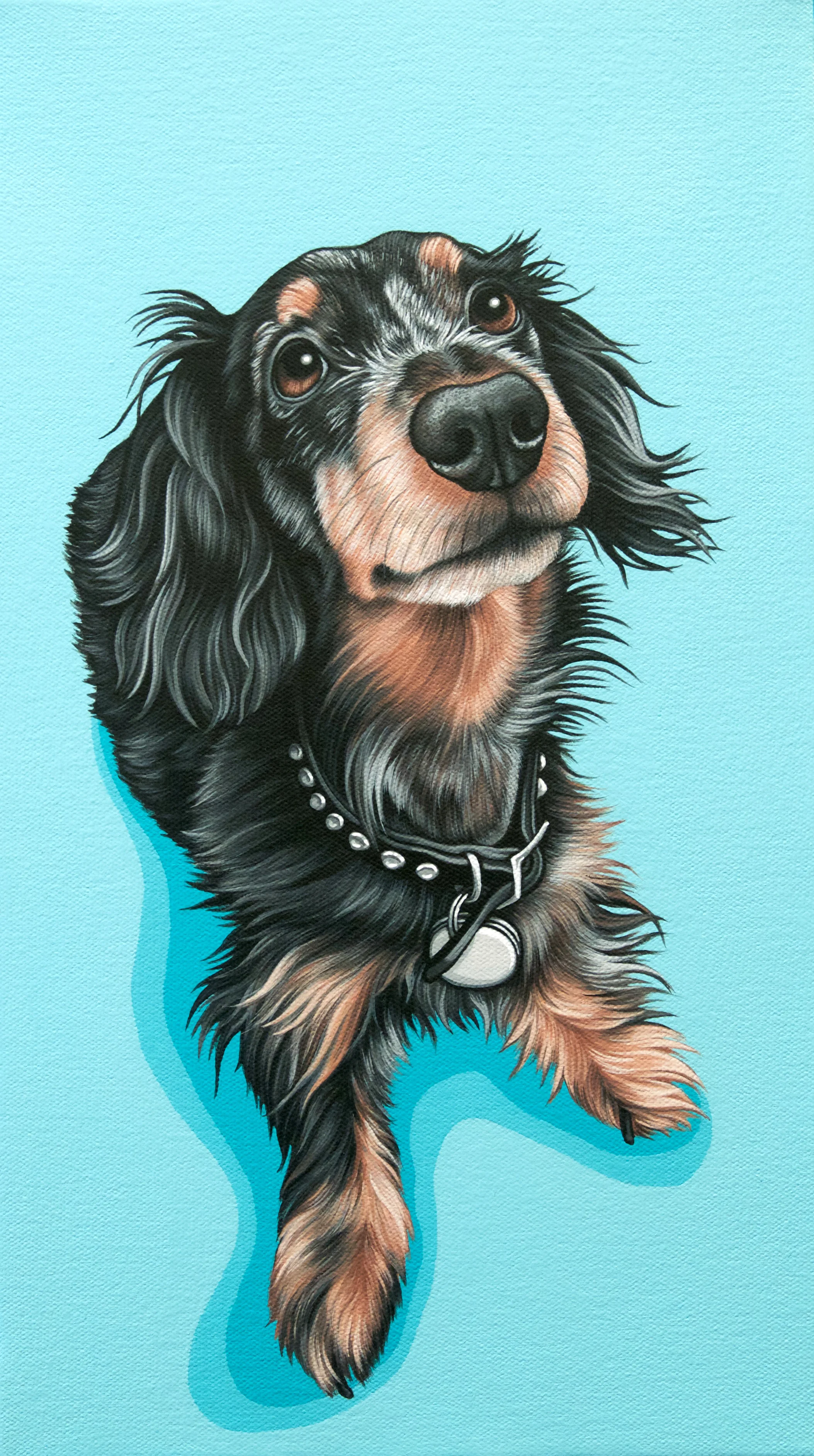 "Huey", latex enamel on canvas, 9" x 14", 2017