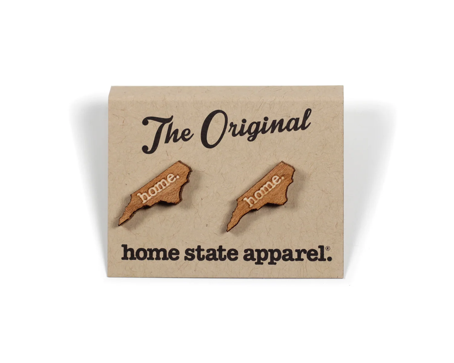 North Carolina Home State Shape Wood Post Stud Earrings