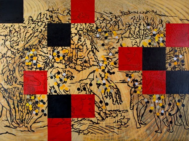 Classical America, 72"x96", oil, collage/canvas