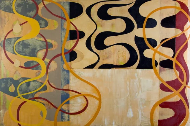 Creek 1, 48"x72", oil, collage/wood panel