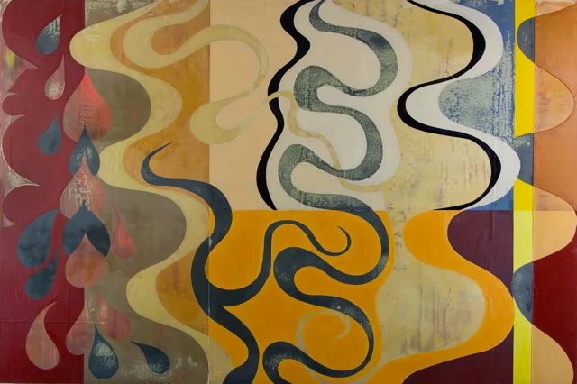 Creek 2, 48"x72", oil, collage/wood panel