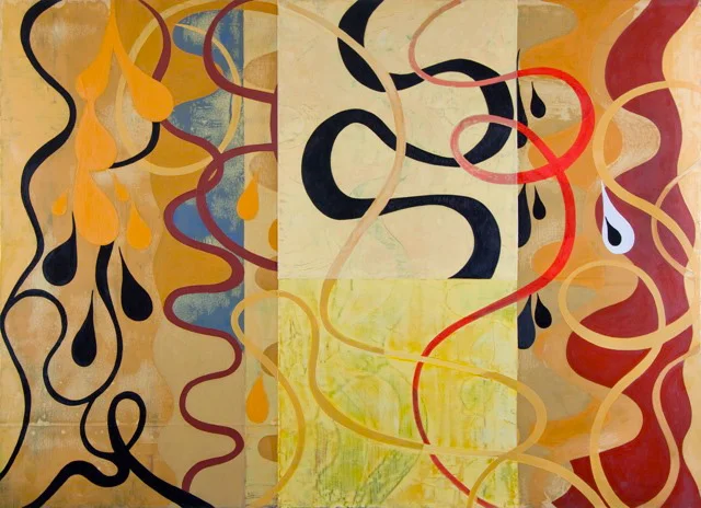 Creek 3, 48"x66", oil, collage/wood panel