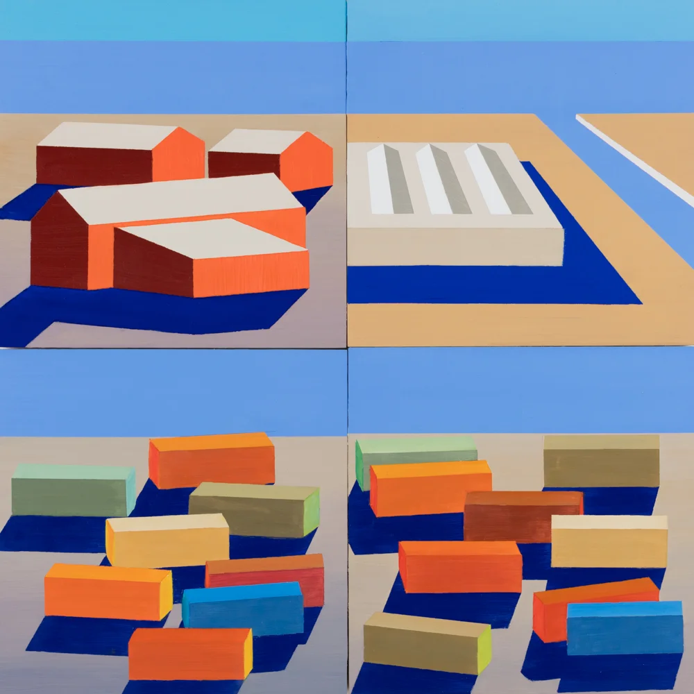 Small Sheds 3, 30"x30", oil on wood panels, 2016