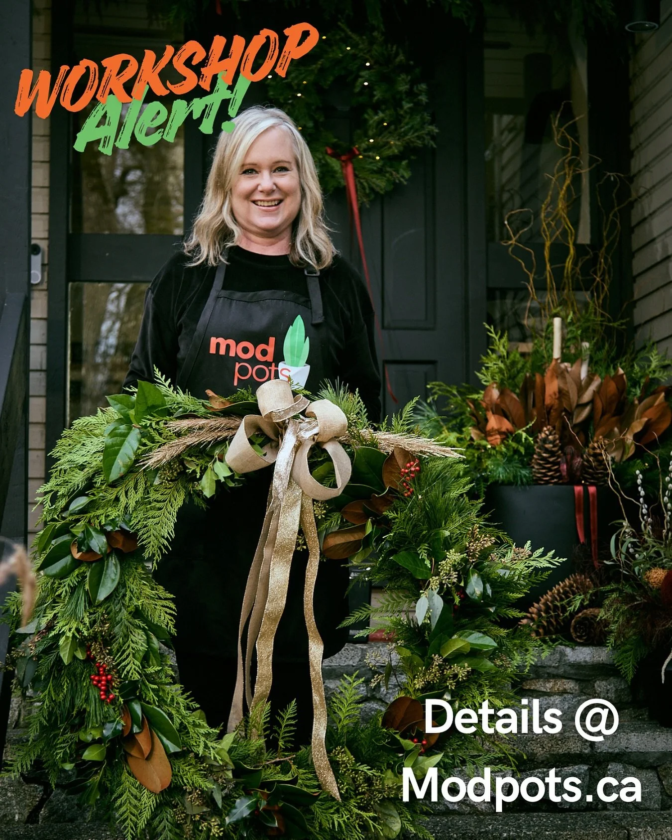 Come get creative with us! 

Our popular wreath workshops are now online to book at Modpots.ca 

As always we have gorgeous materials to work with &hellip;. cedar, pine, eucalyptus, berries, satin ribbons and all the trimmings and coaching to make yo