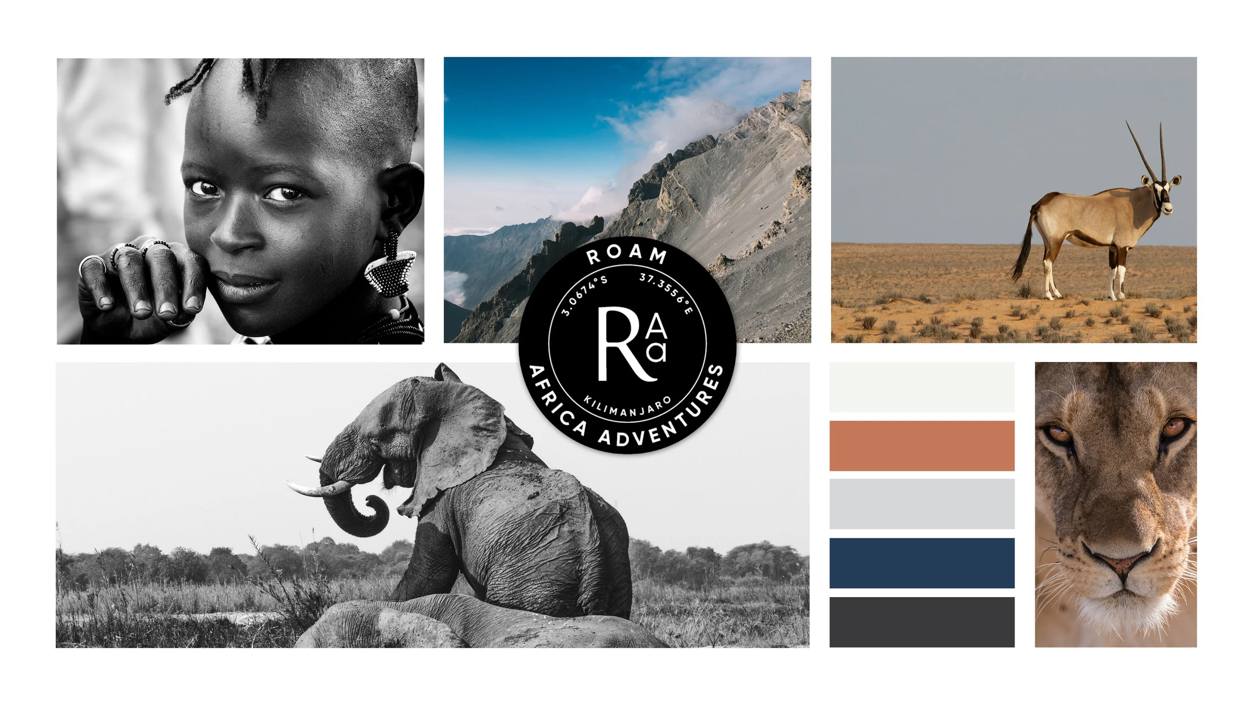 Completed in 2019, Graphic Design projects for Roam Africa Adventures (RAA) included logo design, supporting assets, marketing materials and squarespace website.