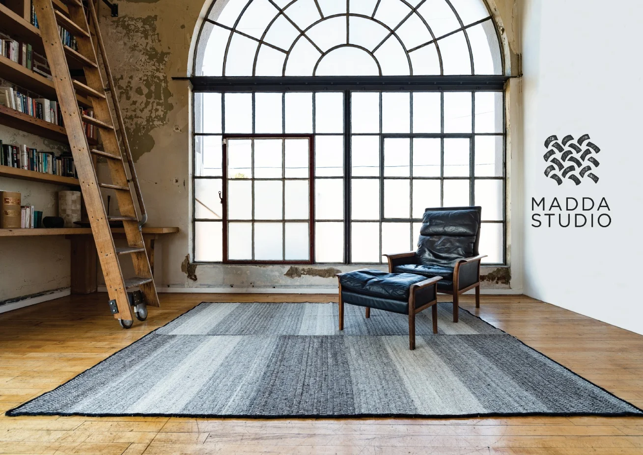 This is the cover to the product catalogue, which was created to showcase the luxury rugs, pillows and throws that are custom designed, hand-dyed, and handwoven by Madda Studio in Oaxaca, Mexico.
