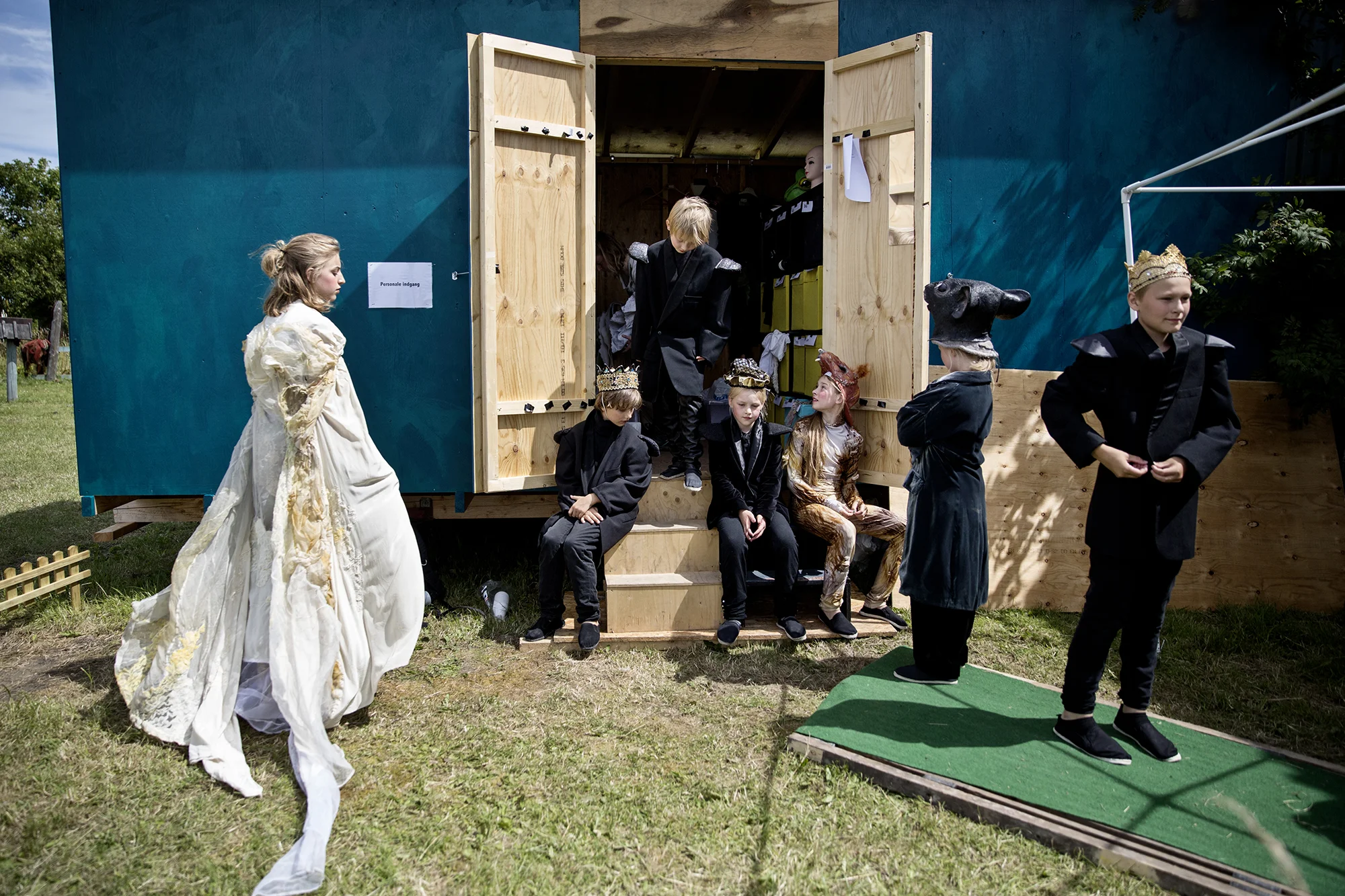 Taking a break behind the scenes at H.C. Andersen's World in Denmark. 