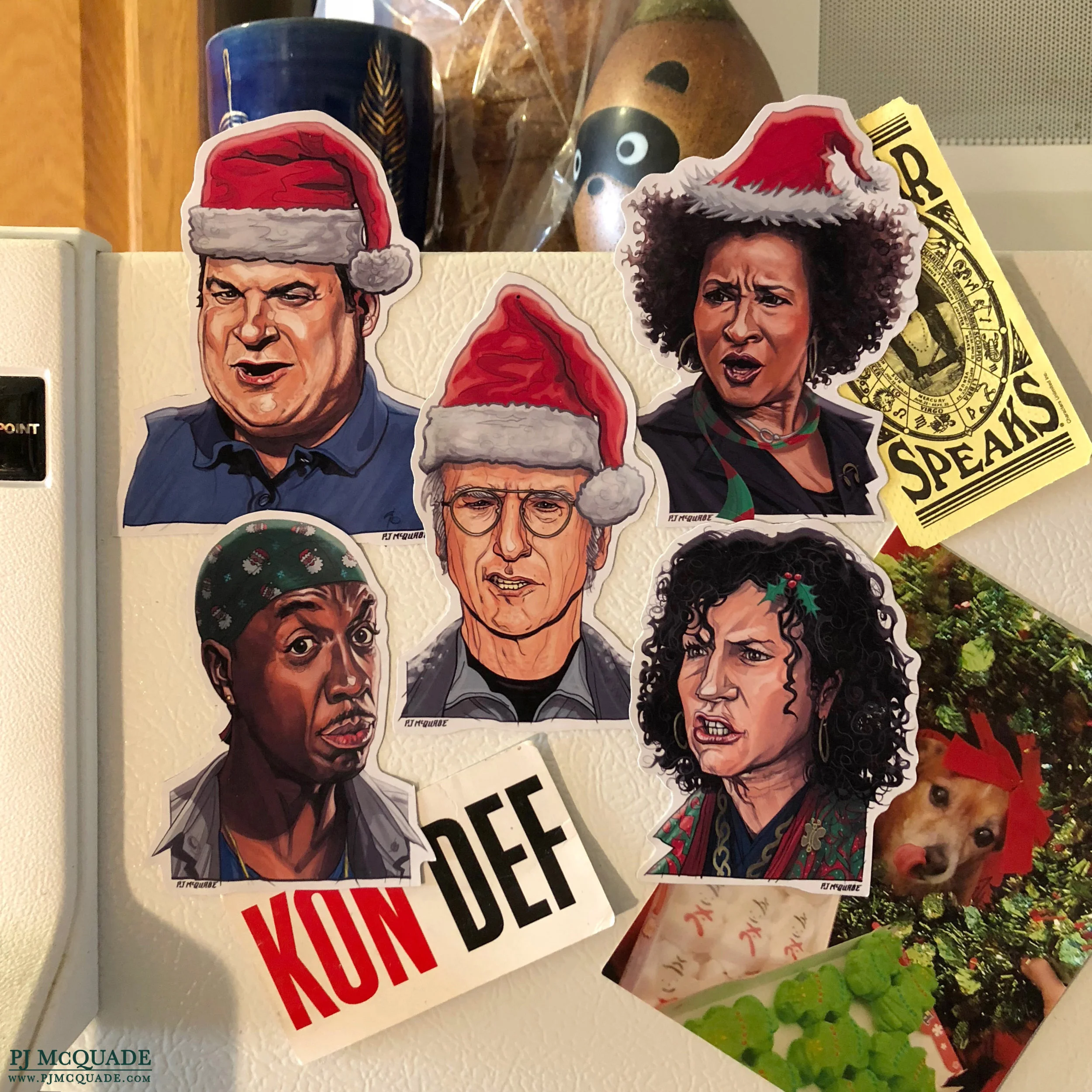 Larry David Curn Your Enthusiasm Christmas Fridge Magnets PJ McQuade.jpg