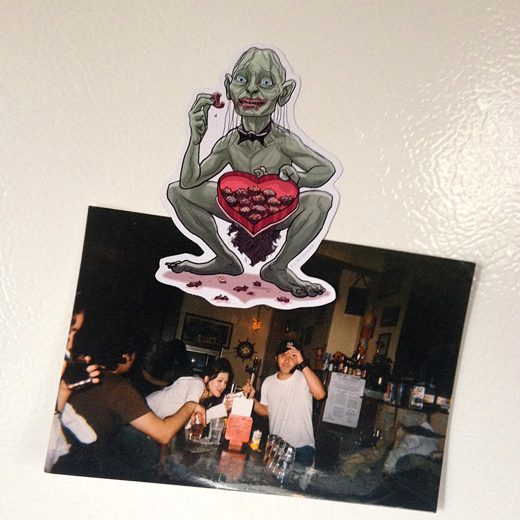Gollum Hobbit Valentine's day Fridge Magnet PJ McQuade 2019.jpg