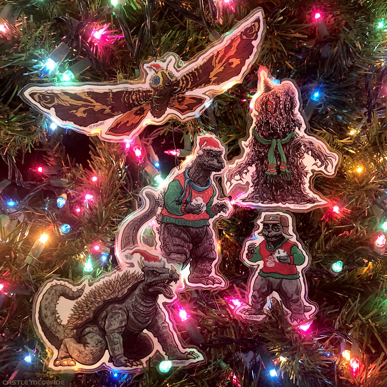 Godzilla Monster Island Christmas Ornaments Castle McQuade.jpg