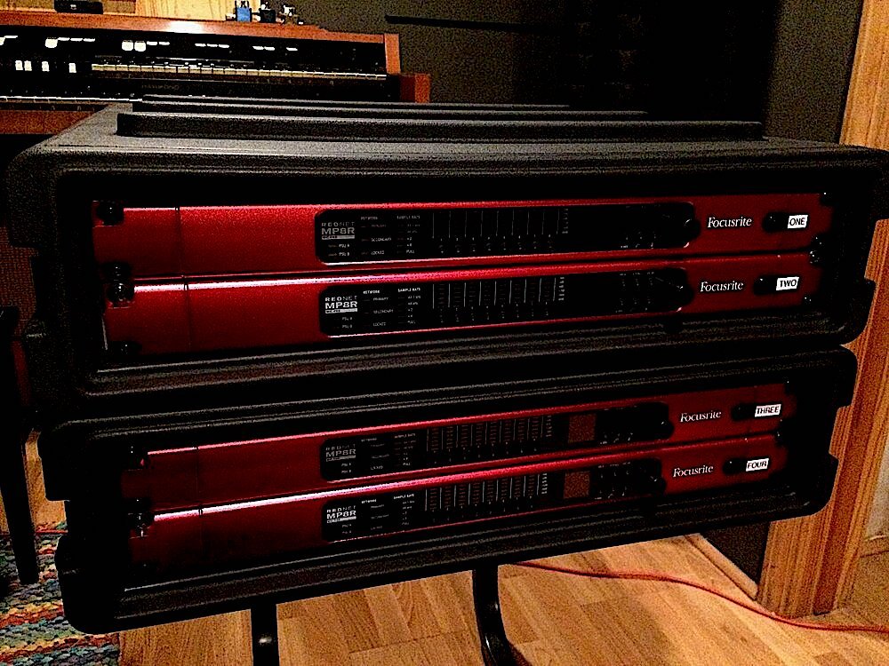  32 of 48 channels of RedNet Remote Preamps 