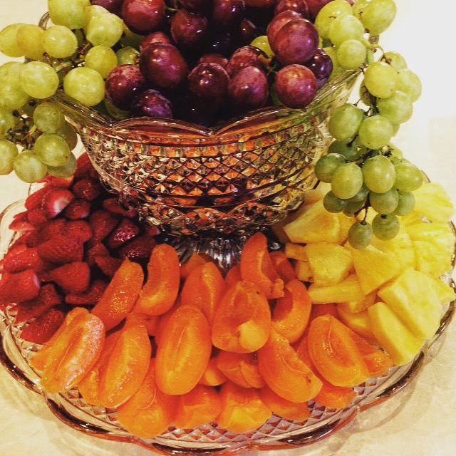 A beautiful fruit platter makes a great centerpiece that is also edible! 