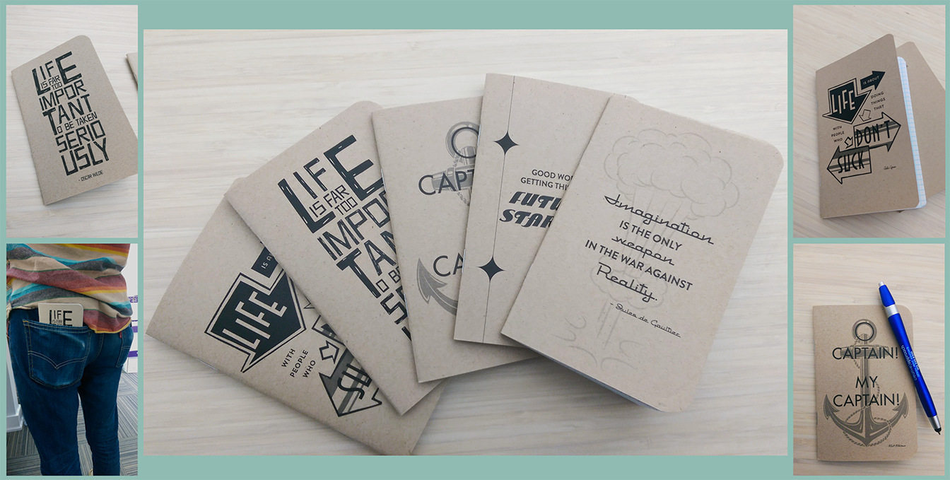 Printed &handmade 4x6 notebooks based off typography prints.