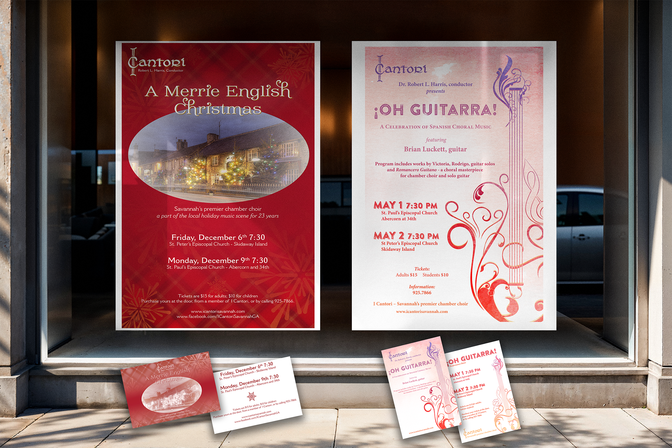 Posters & accompanying flyers for musical performances.