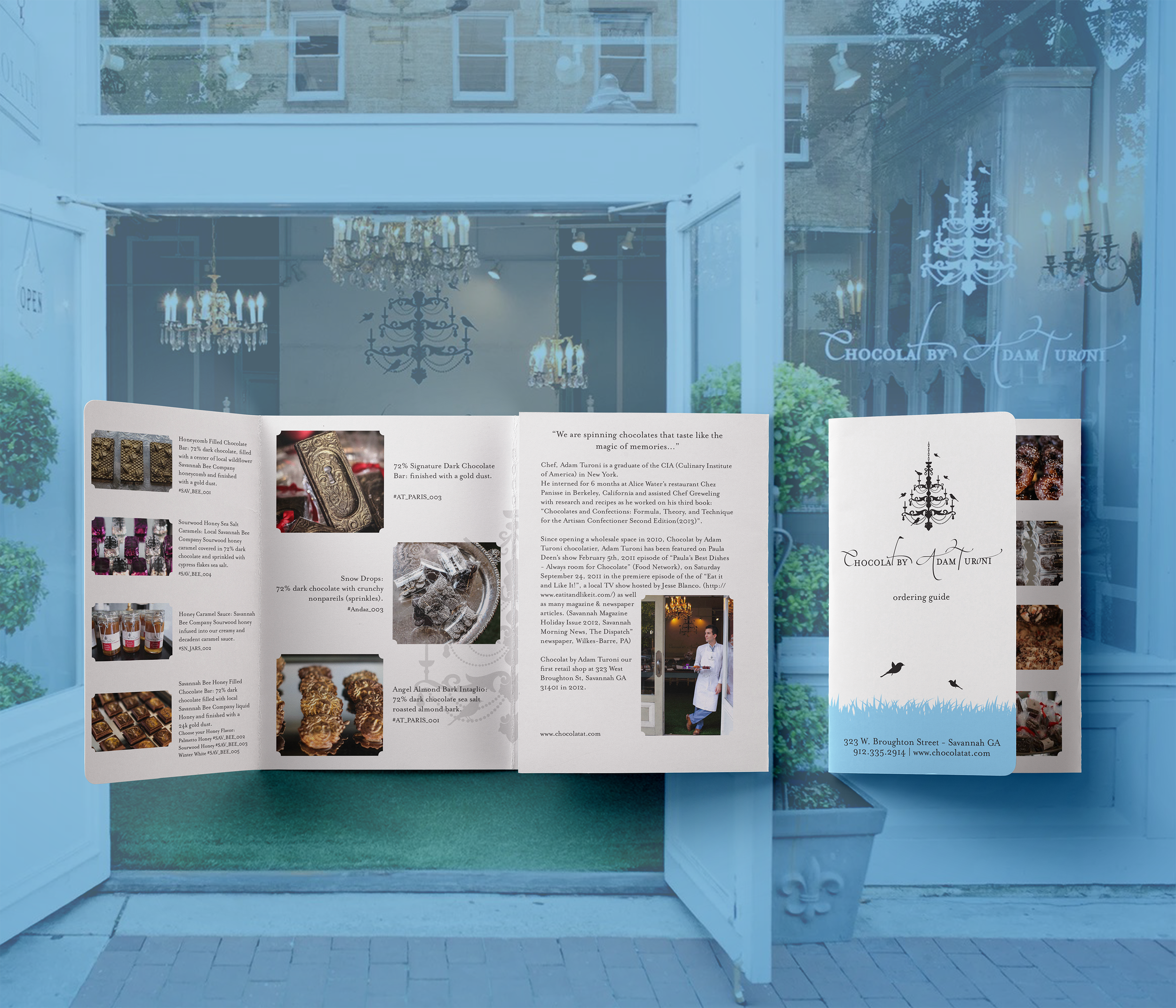 Gatefold ordering guide for local chocolatier.