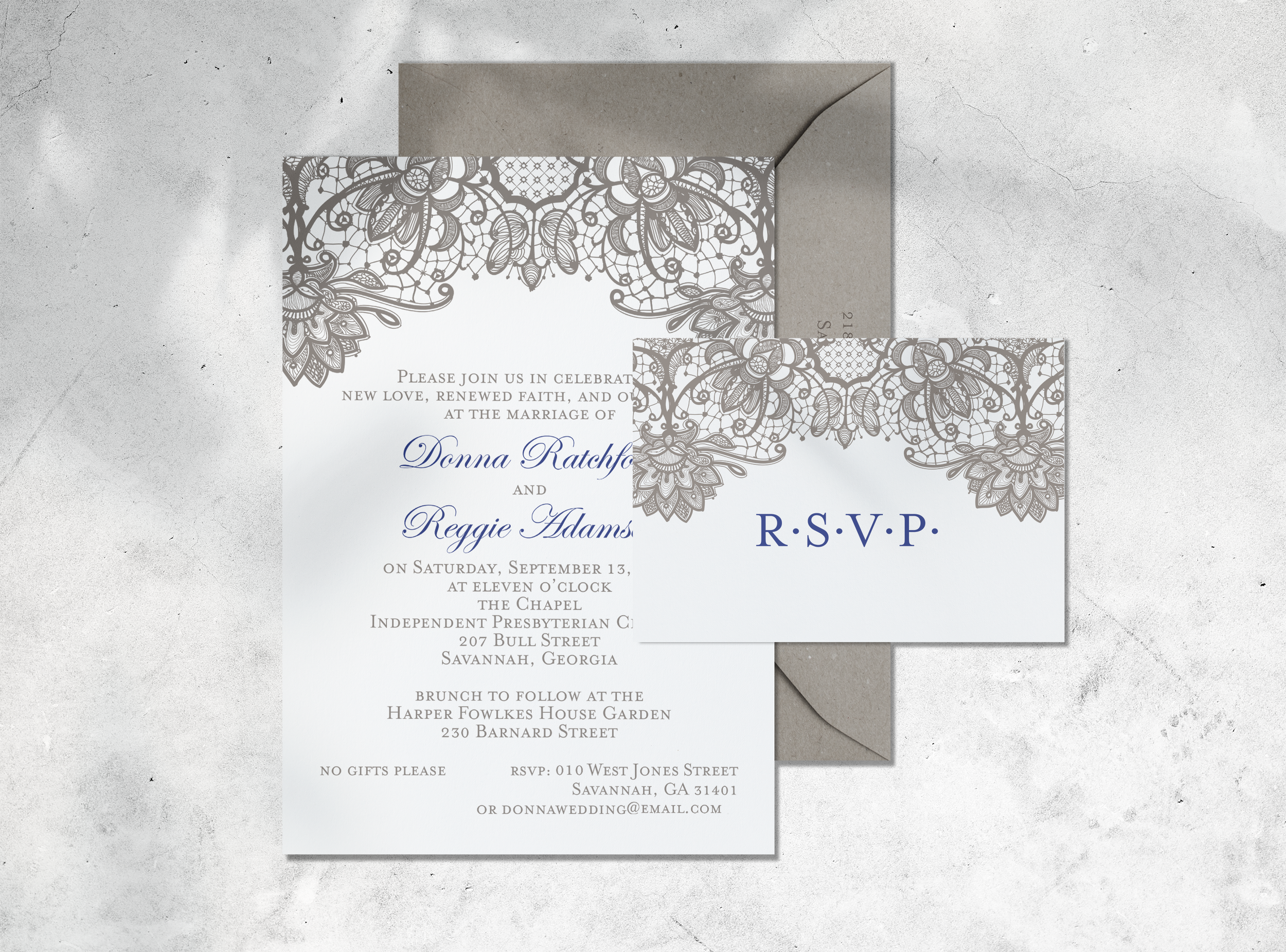 Wedding invitation & rsvp card.