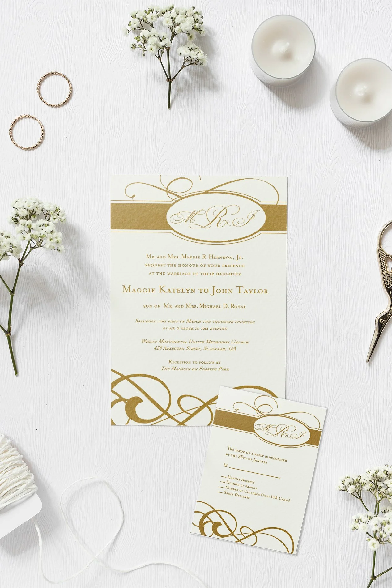 Wedding packet with custom monogram.