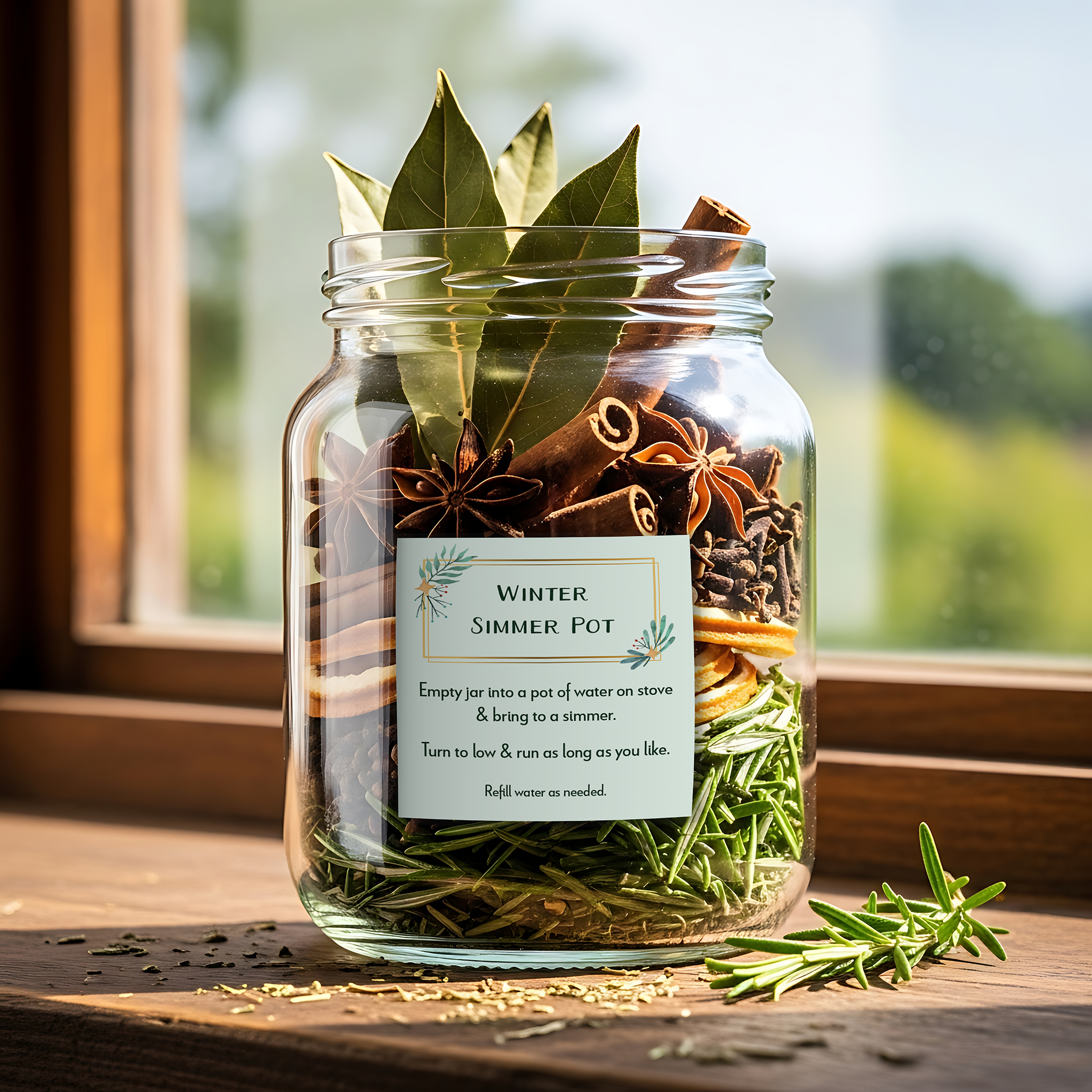 Label made for winter scented simmer pot.