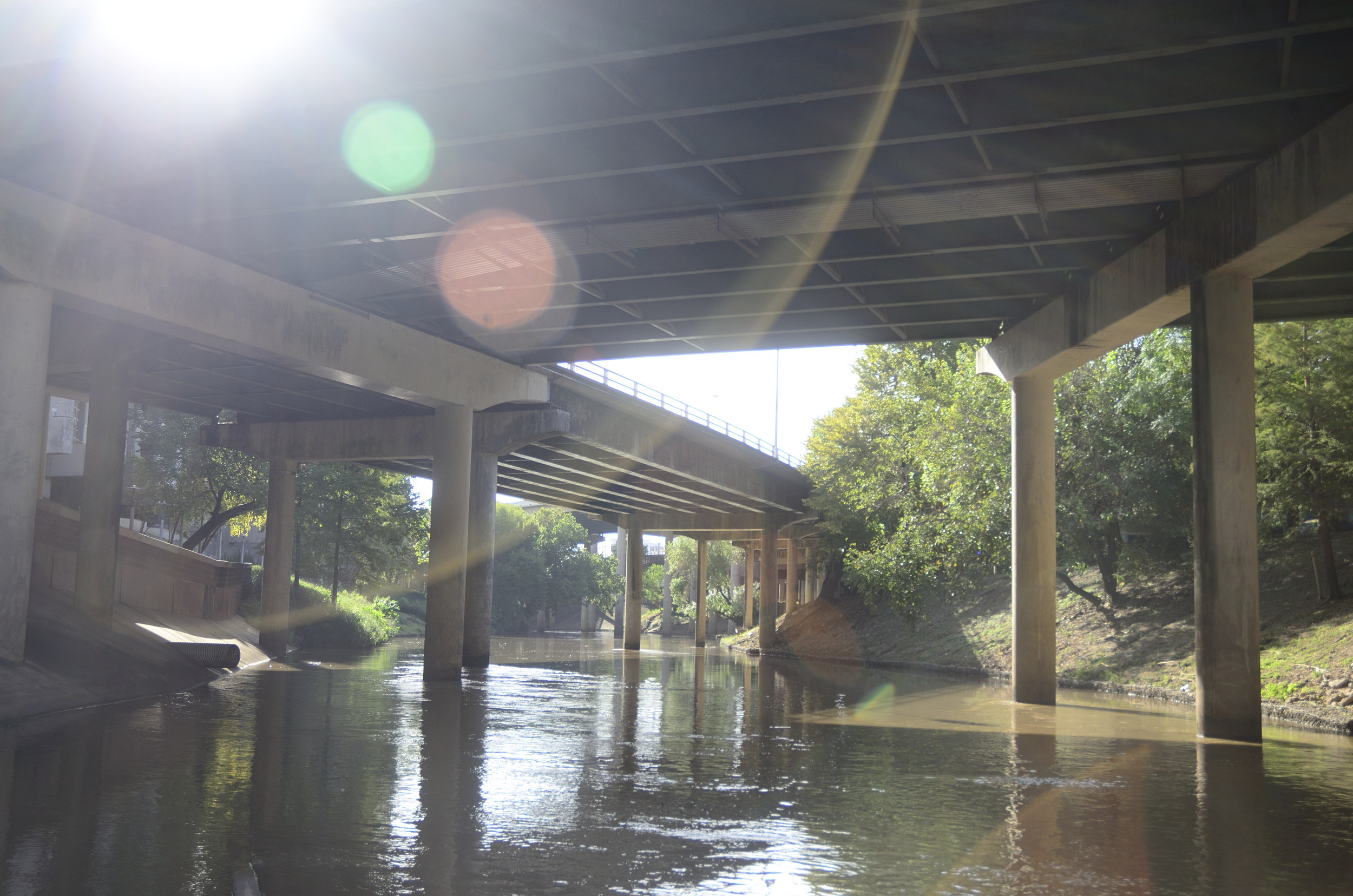 Underneath a bridge (a hobo tried to chase us....) 