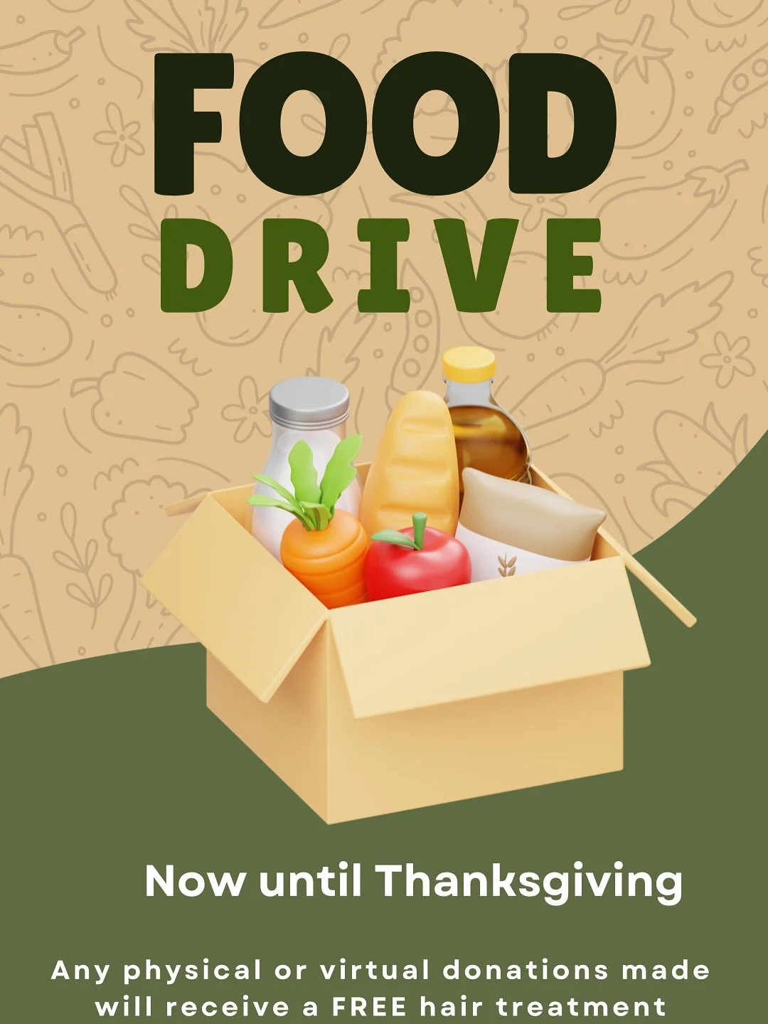 Throughout the month of November we are collection physical and monetary donations to support Second Harvest @feedhopenow 

Receive a FREE treatment for donating and as a reminder each dollar buys 4 meals. Link in bio.