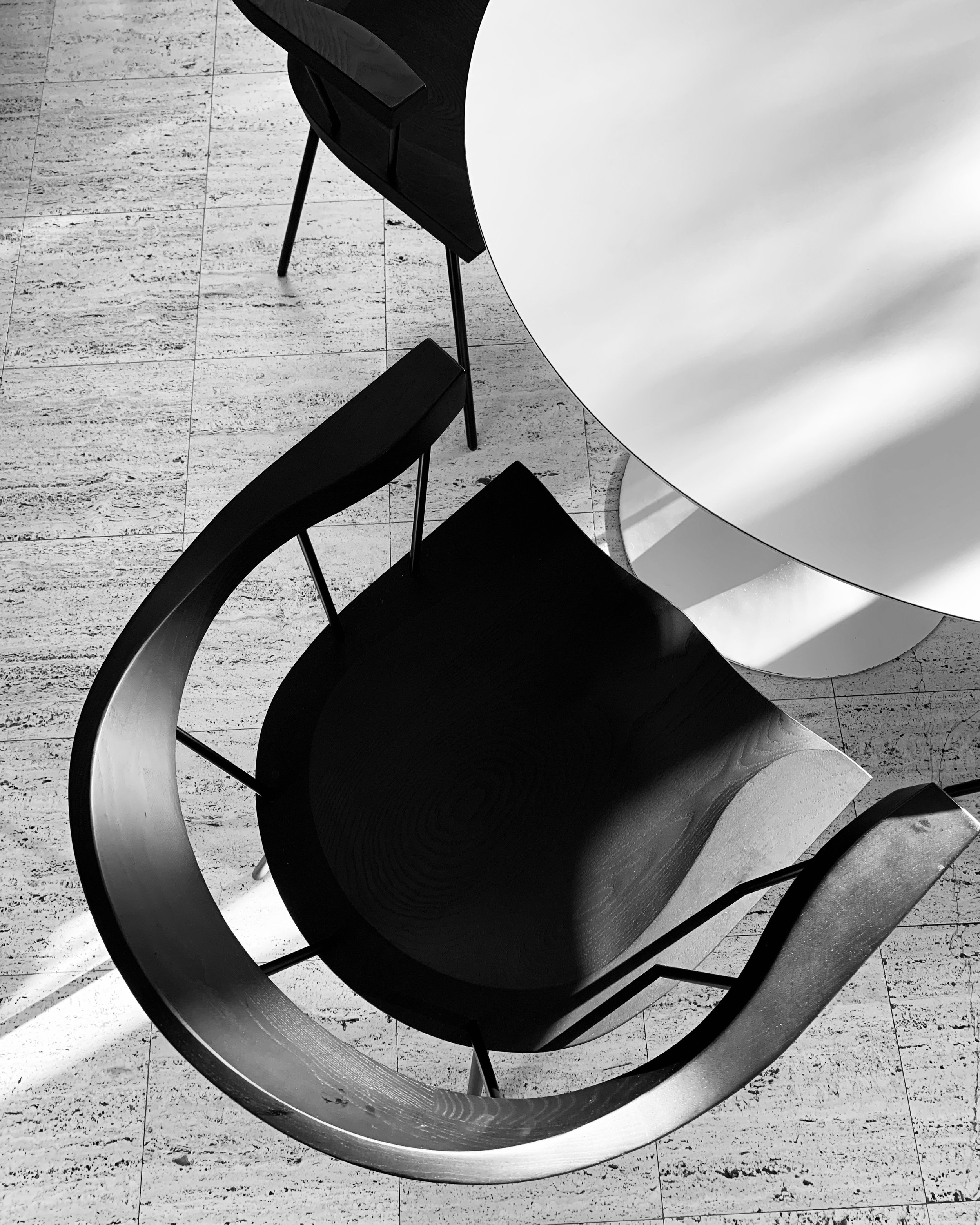 BassamFellows Spindle Chair in their Rancho Mirage kitchen.