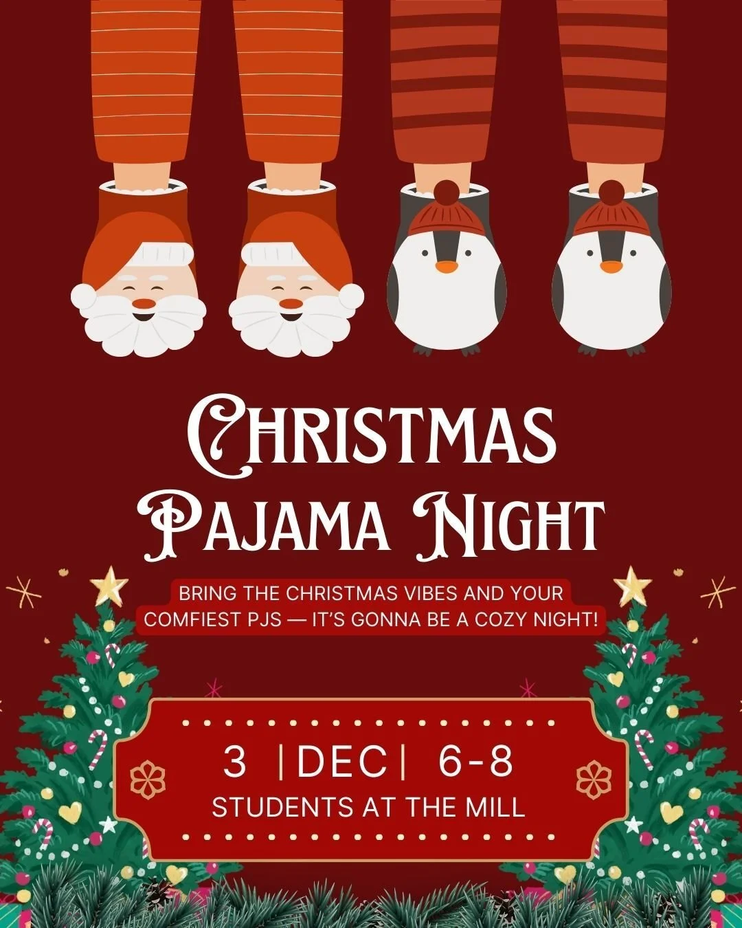 Pajama Night 🎄🔥
Come cozy, sip cocoa, and kick off the Christmas vibes with us.
See you tomorrow, YTH! ☕✨