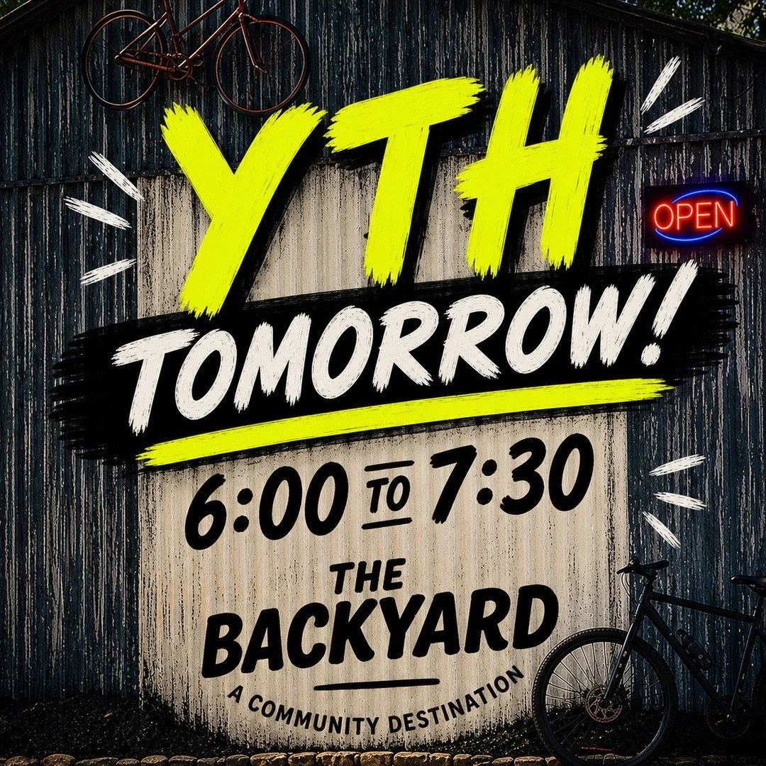 YTH TOMORROW 👀🔥
6:00&ndash;7:30

Pull up with your crew &mdash; we&rsquo;re hanging at The Backyard and the church is covering ONE free item for you 🍦❄️

Good vibes, good people, and a night you don&rsquo;t wanna miss.

Drop off at the church. Pic