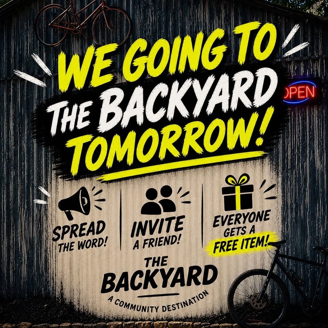 No rain tomorrow ☀️ We&rsquo;re headed to The Backyard! Everybody gets a FREE item on us 🙌 Bring your friends, spread the word, and come hang with all of YTH tomorrow night! 🔥