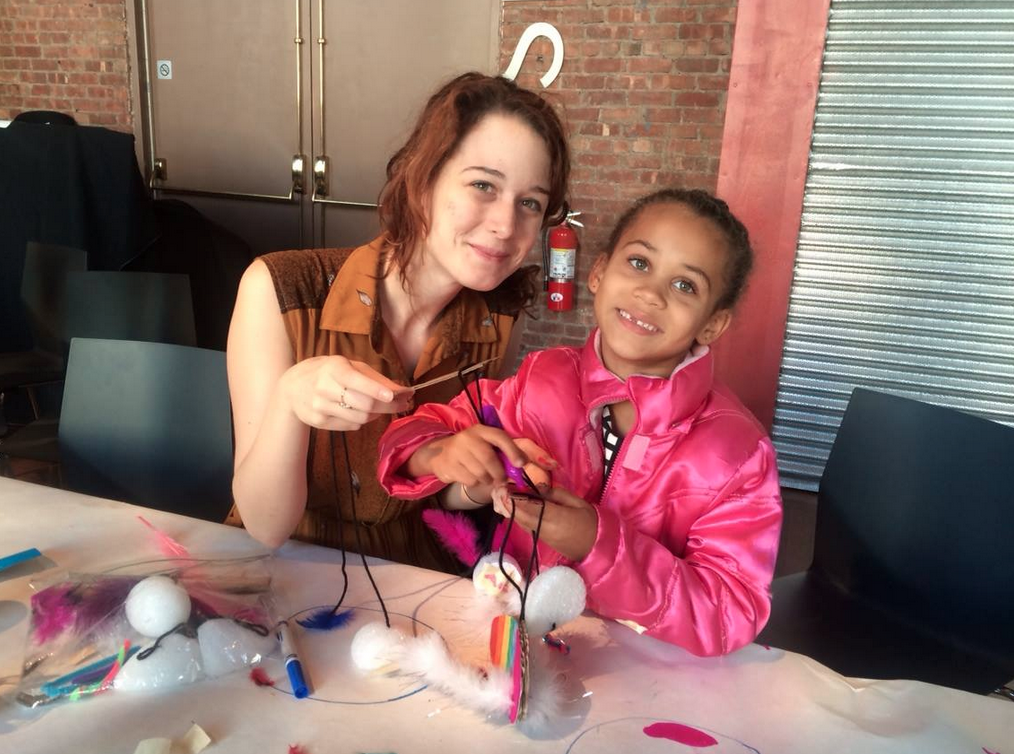 Working with students at BAMkids Marionette Workshop