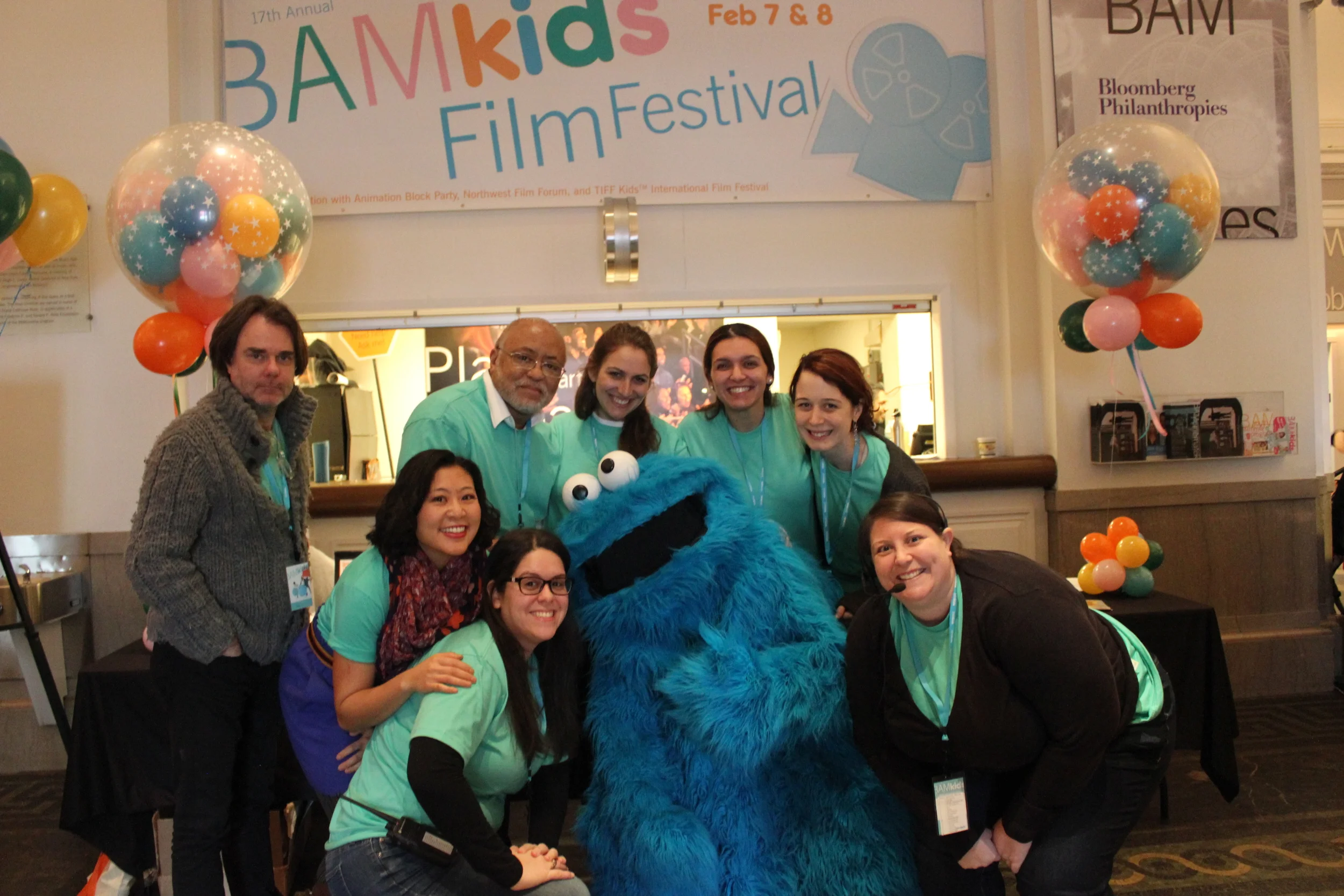 The BAM team with Cookie Monster at BAMkids Film Festival
