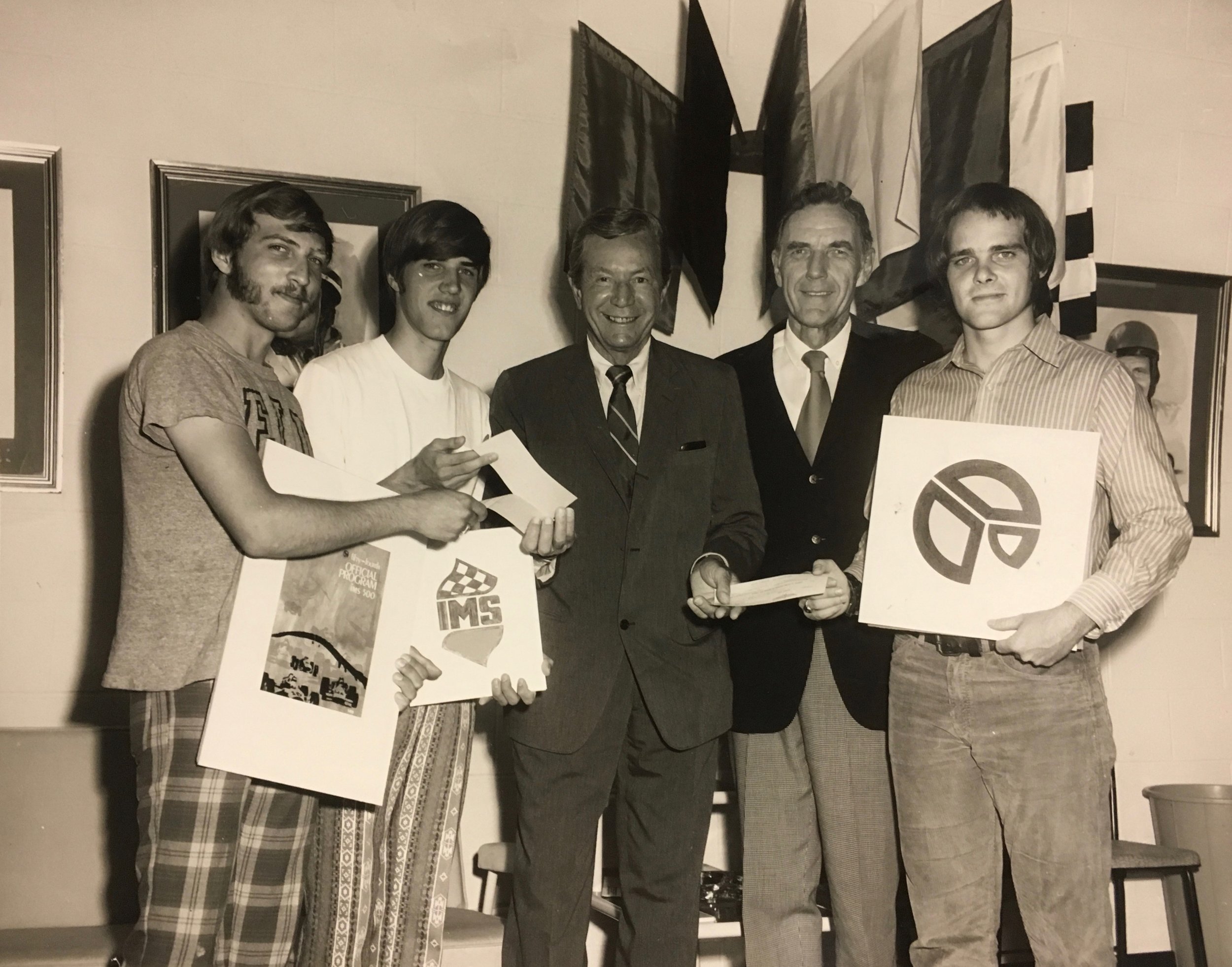 REW with students and Tony Hulman, 1971